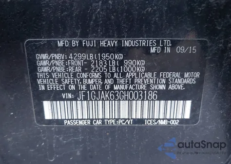 2016 Subaru Impreza 2.0I Limited из США, поврежденный, VIN JF1GJAK63GH003186